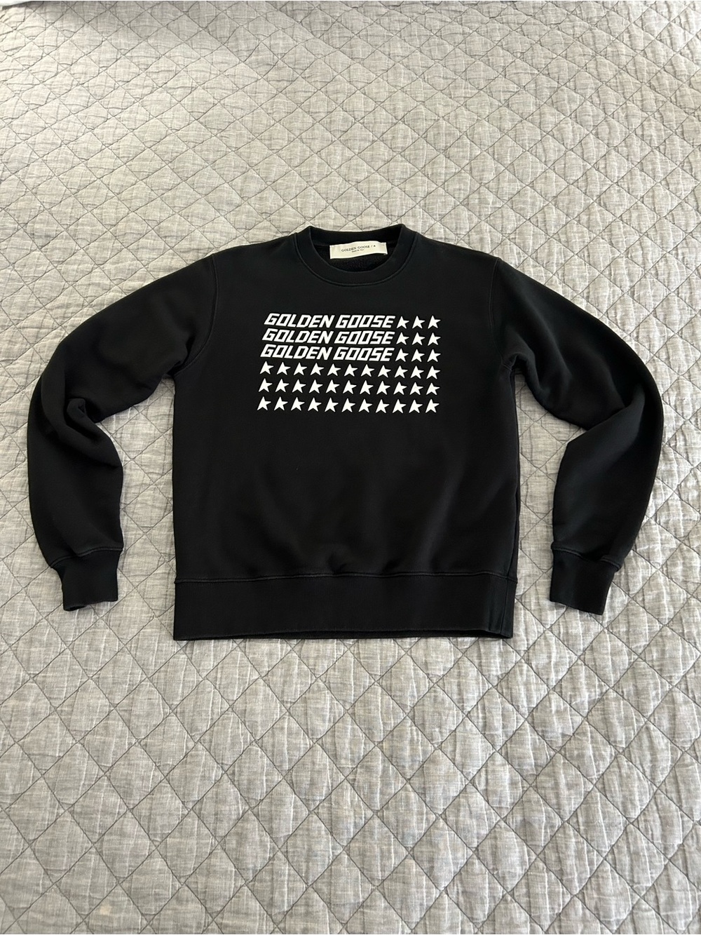 Golden Goose Archibald Golden Flag Black Unisex Sweatshirt S Italy